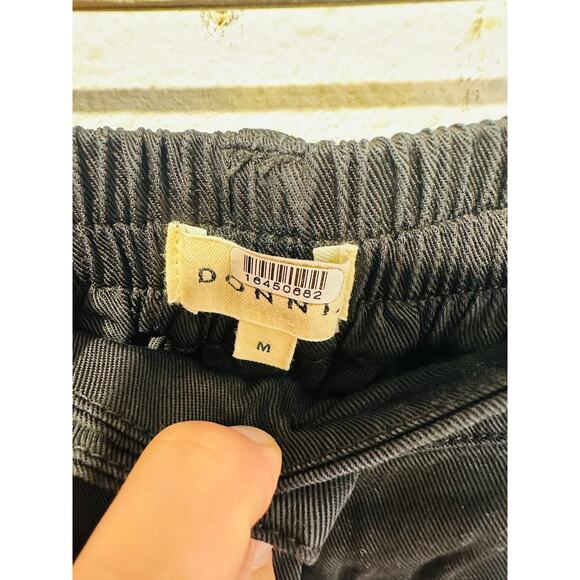 DONNI Black 100% Twill Pleated Front Button Relaxed Trousers Pants Size Medium - Picture 8 of 13